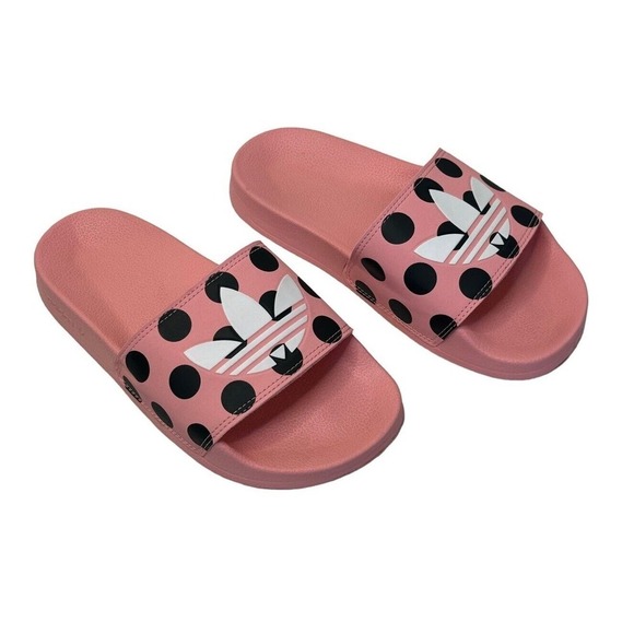 ADIDAS Adilette Lite Slides Trefoil Logo Polka Dot Pink FU9149 Size 6 38 MINT - Picture 2 of 9